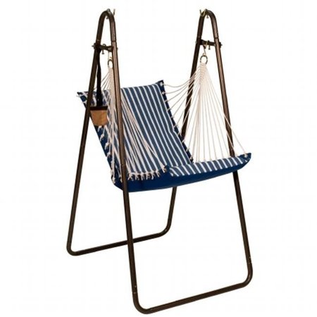 ALGOMA NET Algoma Net 1525S184187BR Sunbrella Hanging Chair with Stand Set; Blue - Regatta 1525S184187BR